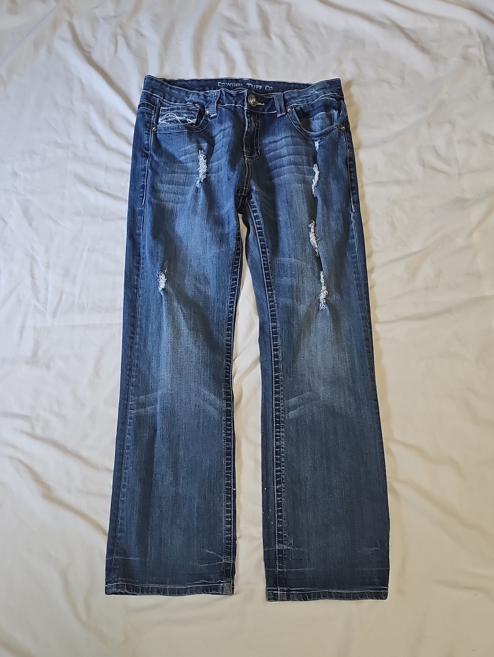 COWGIRL TUFF CO AIN'T MY DAY TO CARE! Women's Distressed Jeans Used
